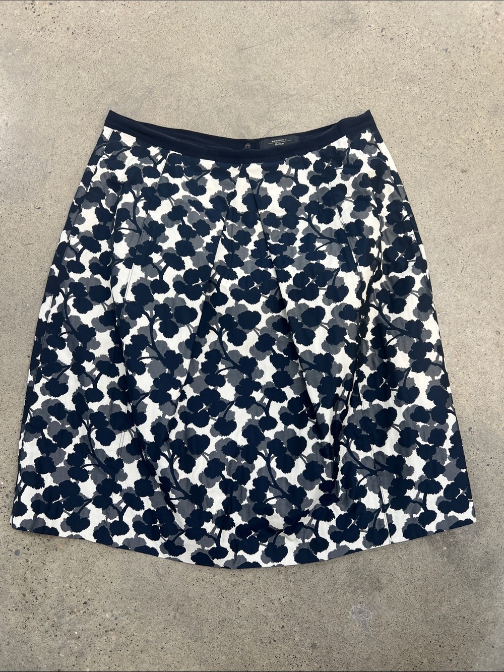 MaxMara Black & White Floral A-Line Skirt